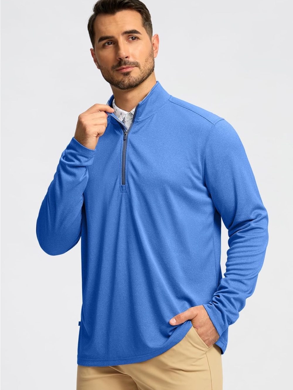 Men's Blue Quarter-Zip Performance Pullover